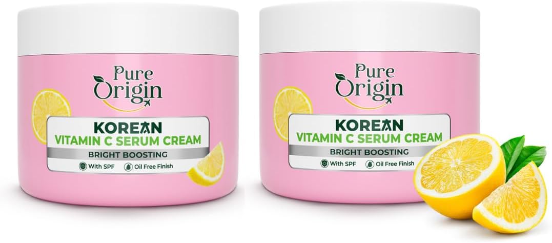 Pure Origin Korean Vitamin C Bright Boosting Serum Cream (Pack of 2) | Face cream for Brighter, Glowing and moisturized skin | For women and men | 100 g