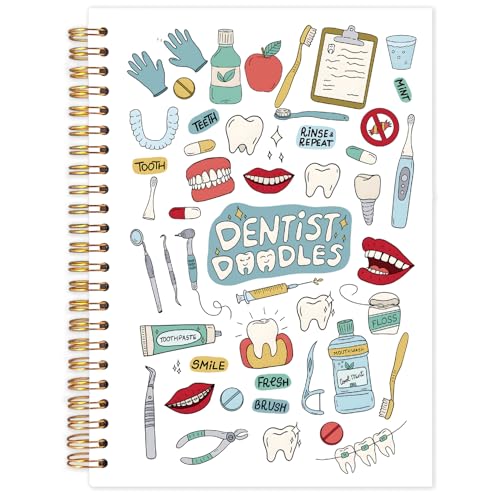 FDHSPAAM Dentist Gifts Spiral Journal Notebook 5.5x8.3in, Dentist Appreciation Gifts Journal for Woman, Dental Hygienist Gift Notebooks for Note Taking, Medical Doodle Teeth Hardcover Notebook