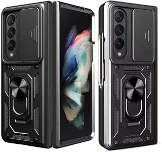 GULEEL Tough Armor Back Cover for Samsung Galaxy Z Fold3 5G Bumper Back Case | Ring Holder & Sliding Camera Shield Cover |... Price In India