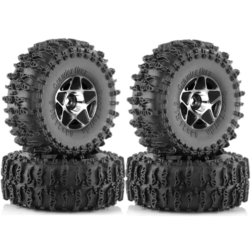 Roue Beadlock 1.0 Pouce en Métal Noir avec Pneu 63 mm pour Upgrade Premium FCX24 et SCX24
