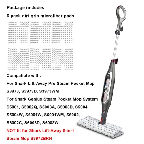 image for Extolife 6 Pack Steam Mop Pads Replacement P184WQ for Shark Genius Ste