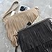 HOXIS Fringe Cross Body Bag Womens Small Shoulder Bag Top Zip Wristlet Black