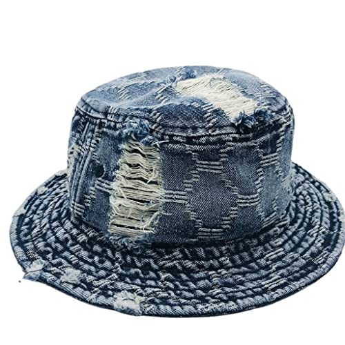 Chapeau de pêcheur jacquard détruit style cowboy pour homme et femme look hip-hop