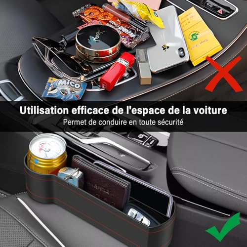 Getränkehalter Auto, Multifunktionale Becherhalter Auto, Universell Flaschenhalter Auto, Getränke Halter, Autositz Organizer für Kaffeebecher Getränkedose Phone, PU Leder Car Cup Holder, 2 Haken