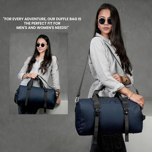 Image of Storite Nylon 43 Cm Imported Multi Purpose Travel Duffle Bag for Women with Dry and Wet Pocket, Lightweight Waterproof Backpack Carry Luggage Bag (Blue, 43x20x24cm)