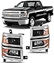 Winjet Projector Headlights Assembly for 2014 2015 Chevrolet Silverado 1500, Functional Headlamps w/LED DRL+Dual Beam+Sequential Turn Signal Lights+Amber Reflector, Headlights Replacement 1 Pair