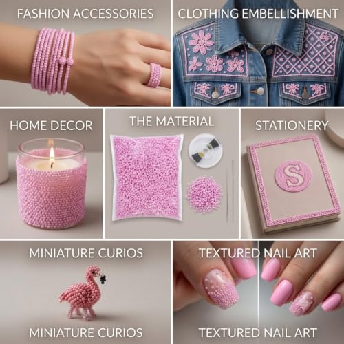 Image of eshoppee Baby Pink Color 8 /0 3mm Glass Seed Beads for Jewellery Making kit Art and Crafts Materials for Embroidery Necklace Bracelet Earring Making Materials DIY kit