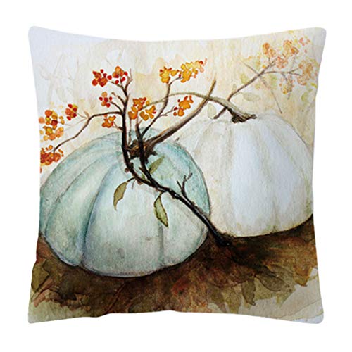 CARRYKT Decoraciones de otoño Acuarela Calabaza Impreso Cintura Funda de Almohada Funda de cojín de Terciopelo melocotón para Halloween Día de Acción de Gracias