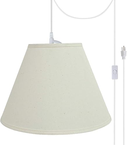 Miniatura 4 de Aspen Creative, Blanco, 72153-11 Lámpara de techo colgante con pantalla de tela imperio de tapa dura de transición, 15 pulgadas de ancho