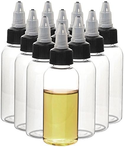 HUIZHU 10Pcs 2oz/60ml Plastic Dispensing Bottles with Twist Top Cap Boston Round LDPE Bottles,Twist Top Squeeze Bottles for Crafts,Kitchen,Household(60ml)