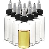 HUIZHU 10Pcs 2oz/60ml Plastic Dispensing Bottles with Twist Top Cap Boston Round LDPE Bottles,Twist