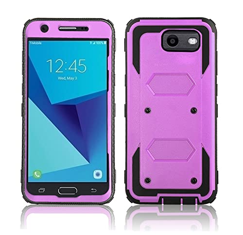 Asuwish Phone Case For Samsung Galaxy J3 Luna Pro J 3 Prime 2017 Emerge 3J Eclipse Mission Cover Hybrid Shockproof Drop Full Body Protective Heavy Duty Cell Accessories Glaxay S327Vl Women Men Purple #TOP4