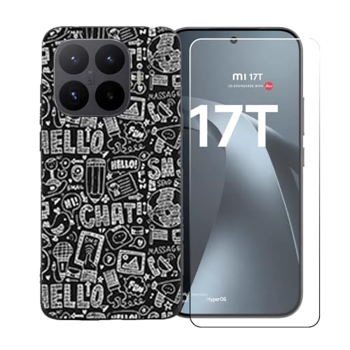 LCEHTOGYE �K�p Xiaomi 17T +�����K���X�X�N���[���v���e�N�^�[�p�P�[�X�A�K�p Xiaomi 17T (6.59")�ƌ݊����̂���u���b�N�\�t�gTPU�V���R���Q���P�[�X�ی�J�o�[ LLM42