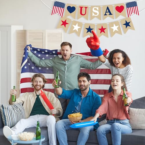 Image of OHOME 4th of July Decorations - 4th of July Banner for Memorial Day | Fourth of July Decor Indoor Outdoor Outside - July 4th Garland Accessories Party Favors Supplies Wreath for Window Wall Door