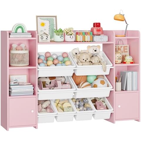 FOREHILL Children's Toy Storage Unit with Boxes Cover
