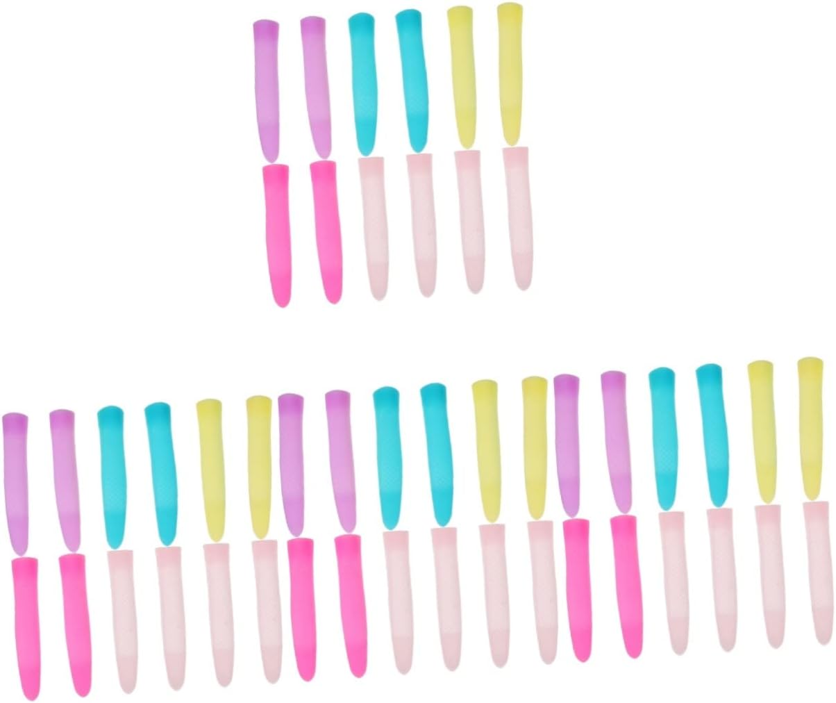 Healeved 24pairs Nail Art Scissors Handle Covers Silicone Cuticle Cutter Case Sleeves for Manicure Random Color