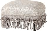 Jennifer Taylor Home, Footstool, Teal Tan, Rayon Blend, Fringe & Trim Tassels
