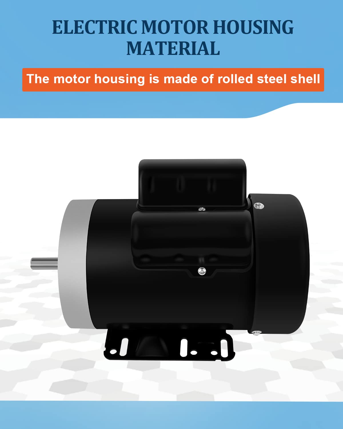 1.5HP Electric Motor, 56C Single Phase Motor, 3450RPM Motor, 5/8" Shaft Diameter, CW/CCW, INS F 60HZ 115/230V
