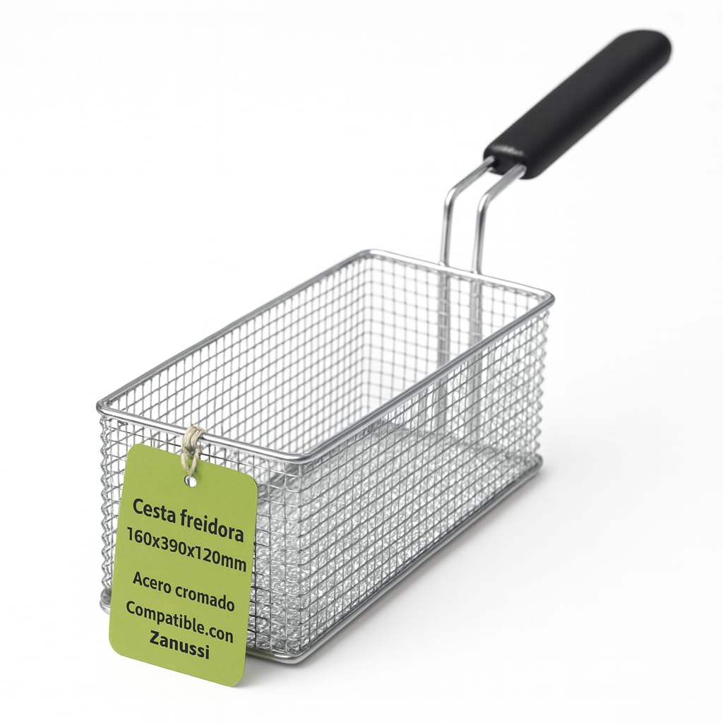 CubetasGastronorm ® cesta freidora 160x330x120 mm acero cromado recambio compatible con Zanussi modelos HFR 410 412 HFR 810 para freidora gas cocina profesional bar restaurante y hoteleria extra
