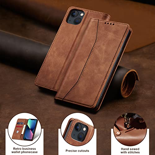 Image of Jasonyu Flip Wallet Case for iPhone 13,Brown