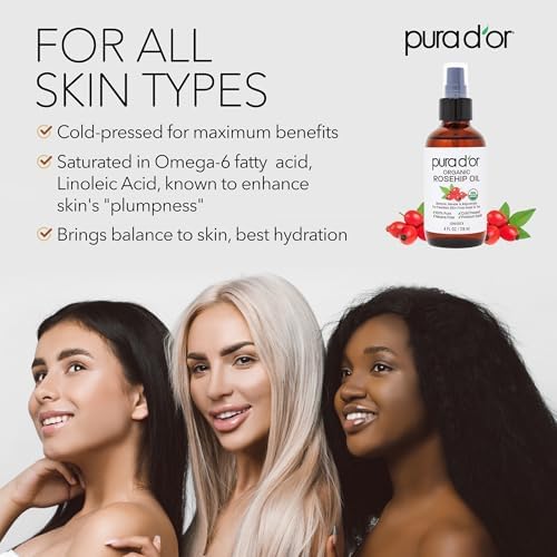 PURA D'OR Organic Rosehip Seed Oil 100% Pure Cold Pressed & USDA Organic Anti-Aging For Face, Hair, Skin & Nails, 4 Fluid Ounce 3