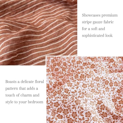 Image of BLOOMHAVEN Full Comforter Set - 7 Pieces Autumn Leaf Bedding Sets for All Seasons, Lightweight Breathable Bed in a Bag Full with Revesible Farmhouse Comforter, Sheets, Pillowcases & Shams