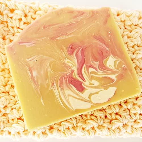 WILD HONEYSUCKLE Goat Milk Soap is a mix of Tuberose, Nectarine, Cherry, Honeysuckle, Jasmine, Rose, Sandalwood & Musk. A 5 oz Body Bar handmade in the USA with Organic and Food Grade Ingredients.