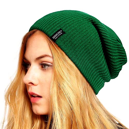 Image of SHINCHIC Mens Winter Slouchy Knit Beanie Hats for Women Men Stretchy Soft Skull Cap Warm Long Ski Hat for Winter