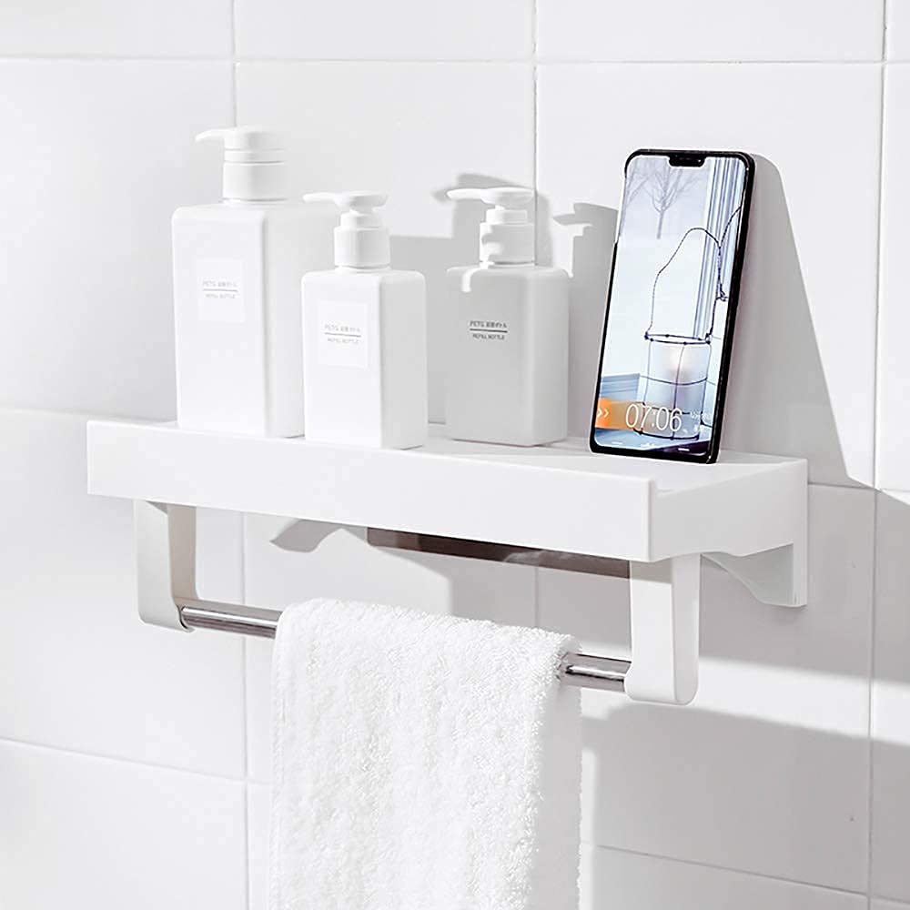 U5GAAALPPQ9 Bathroom Shelf Shower Organiser Shower Caddy Rack Basket No Drilling Removable Storage Basket Holder for Shampoo ABS