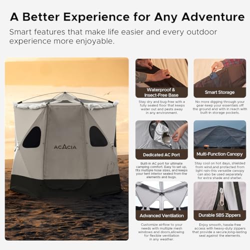 Carpa para Camping ACACIA OC02BK2 Space Acacia Lite-Moonstone, capacidad 3 personas, impermeable, resistente al viento nivel 7, con protección UV50+ miniatura 6