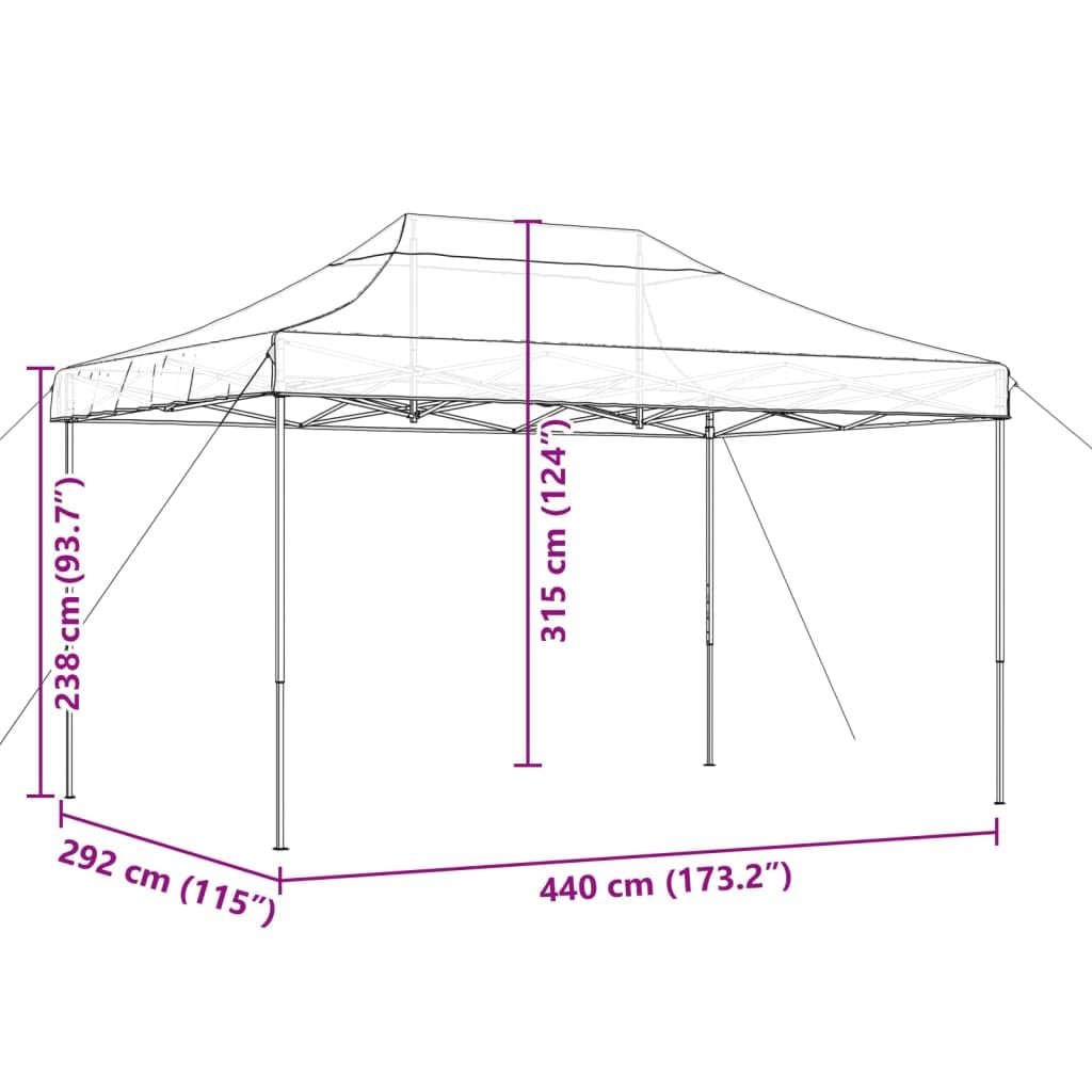 vidaXL Tienda de Fiesta Plegable Pop-Up Verde 440x292x315 cm