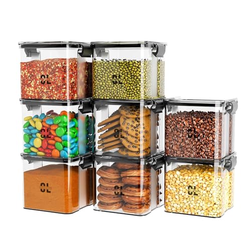 Image of Lock Container Plastic Jar Set of 6 (700 Ml Each) | Airtight Lock Mechanism Kitchen Storage Containers | BPA Free Food Grade Organizer Boxes for Tea, Coffee, Sugar, Dry Fruits