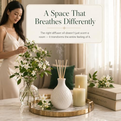 Image of AROMATICO Jasmine Diffuser Oil with Strong, Long-Lasting Aroma for Homes, Offices & Showrooms. Aromatherapy, Diffusers, Air Purifiers, Vaporizers -250 ml