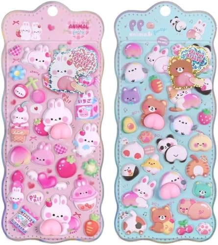 ������ՂɂՂɃV�[�� 3D���̃X�e�b�J�[ ���킢�� �X�}�z�P�[�X����p �|�b�v�V�[�� �蒠�p�X�e�b�J�[ ���ق��� �f�R�V �[�� �L���L�� �q�� ���̎q DIY�p �蒠�E�����E�X�}�z�P�[�X�E�A���o������p (1C+2C)