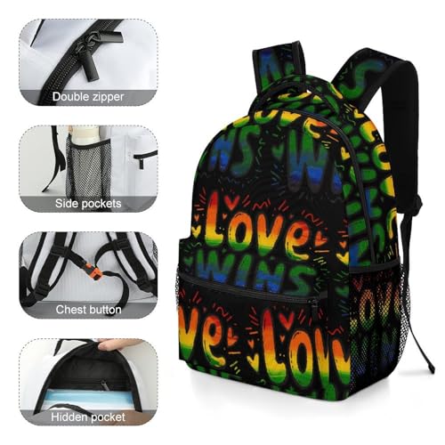 Love Wins Lgbt Unisex Backpack Casual Daypacks Lightweight Shoulders Bag for Camping Hiking Travel4