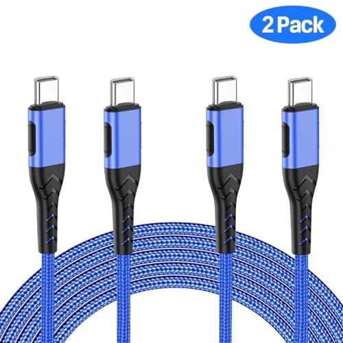 Image of Durcord Phone cableC to C Cord 2Pack 10ft USB C to USB C Cable 100W Fast Charger Cable for Phone etc. Blue