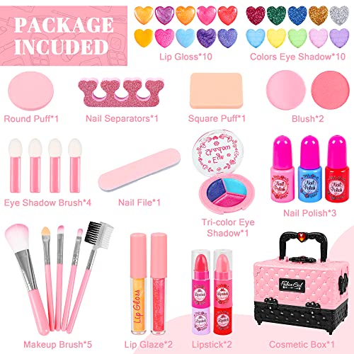 Kids Makeup Kit for Girls 44 Pcs Washable Makeup Kit,Real Cosmetic for Little Girls,Pretend Play Makeup Set Toys… - Image 3