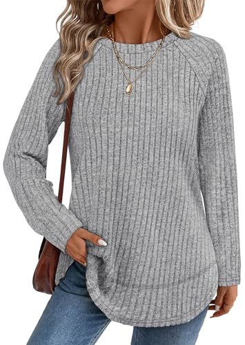 WIHOLL Long Sleeve Shirts for Women Fall Sweaters 2025 Lightweight Casual Tunic Tops Loose Fit Winter Clothing S-2XL