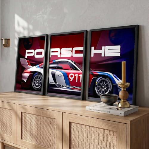 Image of kotart Big Sports Car Framed Posters Gift Items for Boys Room Wall Decoration Bedroom Living Room Office Studio Decor | Car Poster Frame for Wall Decor Set Of 3 Size (13 X 17 inch), Framed