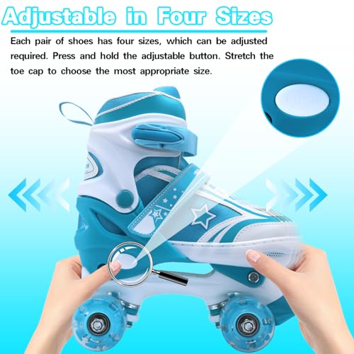 WELLWON Kids Roller Skates, Adjustable Lights, Ages 5-12