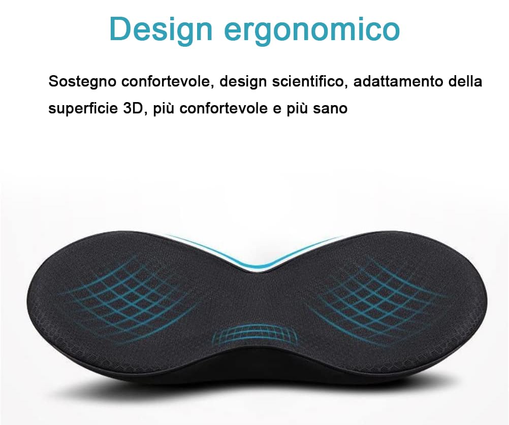 Cuscino per Sedile Auto, Cuscino del Sedile a Cuneo, Cuscino Universale Memory Foam Schiena per Auto, Cuscino Lombare Auto Lavabile traspirante,Per Auto, Furgoni e Camion Nero