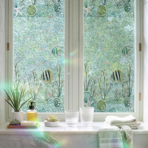 Película decorativa de privacidad para ventana con diseño turquesa miniatura 4