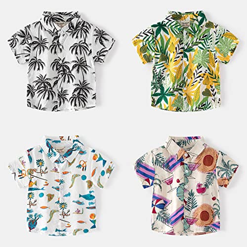 Little & Big Boys Button Down Hawaii Shirts Short Sleeve Tropical Shirt Tops for Kids One Shirt Birthday Boy Long Sleeve3