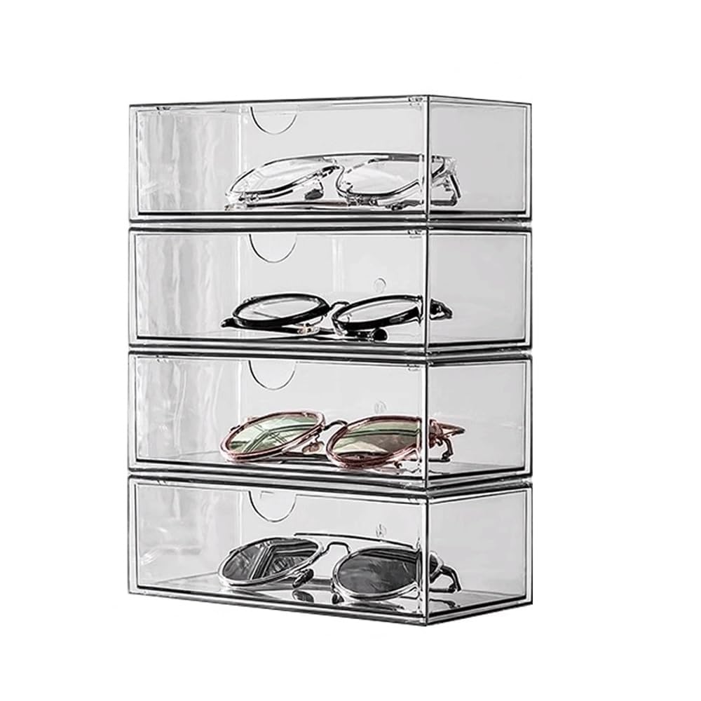 guiling-1986 Eyeglasses Display Rack Glasses Display Rack, Sunglasses Placement Cabinet, Desktop Prop Storage Box, Dust-proof Transparent Organizer for Eyewear(XL)