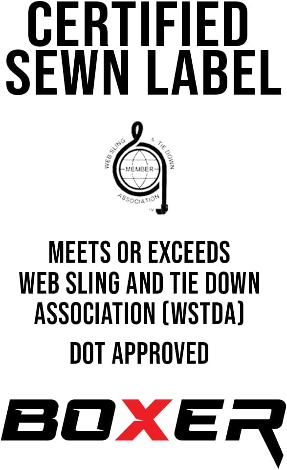 BoxerTool J Hook Winch Strap Tie Down – Towing Recovery 2in x 8ft Straps - 4 Pack