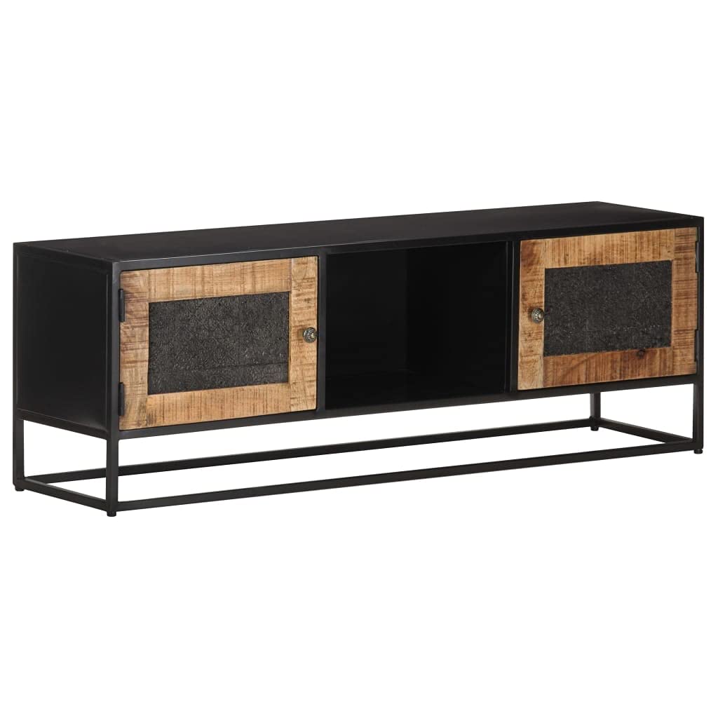 VidaXL TV Schrank Aus Mangoholz 180cm - Industriestil Lowboard Mit Stahlrahmen
