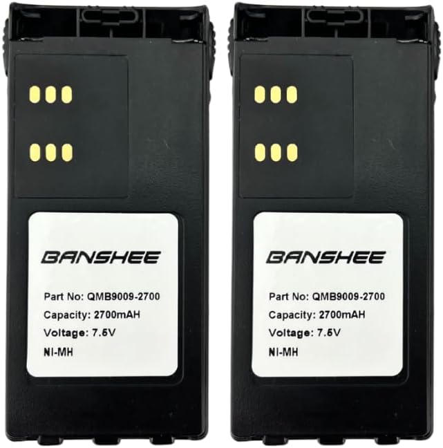 Banshee 2700mAh High Capacity HNN9009 Battery, Compatible with Motorola GP328, HT750, HT1250 - Includes Clip x2