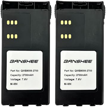 Banshee 1800mAh HNN9008A/HNN9009A Ni-MH Batteries, Compatible with Motorola GP328, GP338, GP320, GP340, GP360 x2