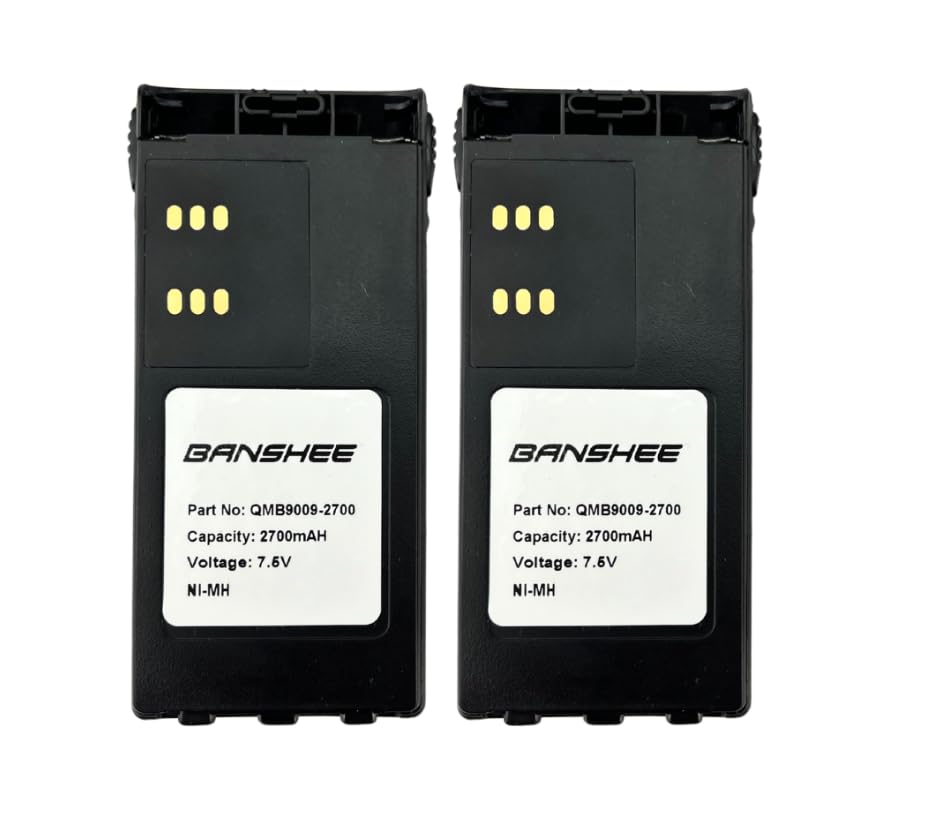 Banshee 2700mAh High Capacity HNN9009 Battery, Compatible with Motorola GP328, HT750, HT1250 - Includes Clip x2