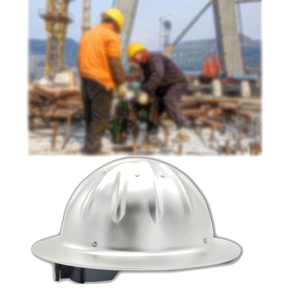 Casco de Seguridad, Casco de Aluminio Casco de Trabajo Casco de Seguridad Ajustable Casco de construcción Hebilla de Remache de 4 Puntos para la Abrazadera Superior Resistencia al impac